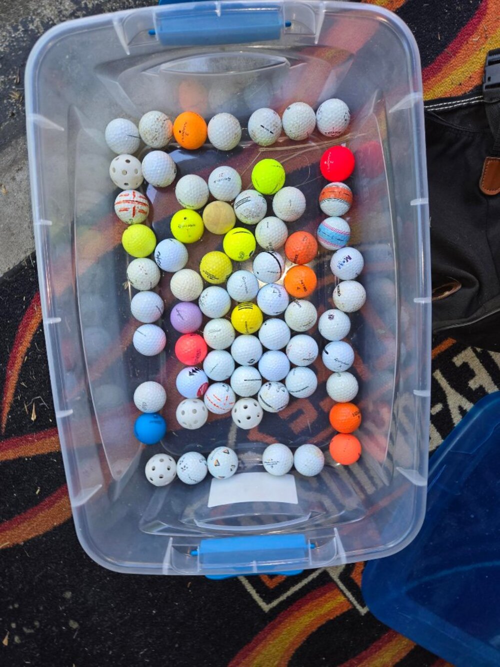50+ practice golf balls and carrier